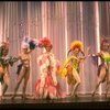 George Hearn (C) in drag in a pink maribou costume in a scene from the Broadway musical "La Cage Aux Folles." (New York)