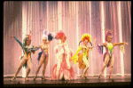 George Hearn (C) in drag in a pink maribou costume in a scene from the Broadway musical "La Cage Aux Folles." (New York)