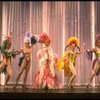 George Hearn (C) in drag in a pink maribou costume in a scene from the Broadway musical "La Cage Aux Folles." (New York)