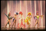 George Hearn (C) in drag in a pink maribou costume in a scene from the Broadway musical "La Cage Aux Folles." (New York)