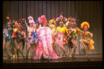 George Hearn (C) in drag in a pink maribou costume in a scene from the Broadway musical "La Cage Aux Folles." (New York)