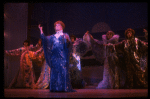 George Hearn (C) in a royal blue gown in a scene from the Broadway musical "La Cage Aux Folles." (New York)
