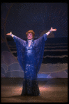 George Hearn in a royal blue gown in a scene from the Broadway musical "La Cage Aux Folles." (New York)