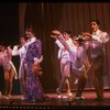 George Hearn (C) in a purple gown in a scene from the Broadway musical "La Cage Aux Folles." (New York)