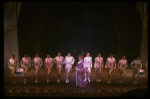 George Hearn (C) in a purple gown in a scene from the Broadway musical "La Cage Aux Folles." (New York)