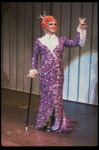 George Hearn in a purple gown in a scene from the Broadway musical "La Cage Aux Folles." (New York)