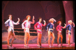 Male dancers in drag wearing sailor-style suits in a scene from the Broadway musical "La Cage Aux Folles." (New York)