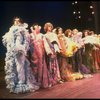 Male dancers in drag wearing hyper-ruffled costumes in a scene from the Broadway musical "La Cage Aux Folles." (New York)