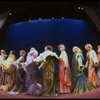 Male dancers in drag wearing hyper-ruffled costumes in a scene from the Broadway musical "La Cage Aux Folles." (New York)