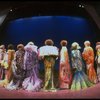 Male dancers in drag wearing hyper-ruffled costumes in a scene from the Broadway musical "La Cage Aux Folles." (New York)