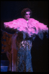 Male dancers in drag wearing hyper-ruffled costumes in a scene from the Broadway musical "La Cage Aux Folles." (New York)