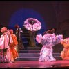 Male dancers in drag wearing hyper-ruffled costumes in a scene from the Broadway musical "La Cage Aux Folles." (New York)