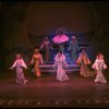 Male dancers in drag wearing hyper-ruffled costumes in a scene from the Broadway musical "La Cage Aux Folles." (New York)