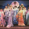 Male dancers in drag wearing hyper-ruffled costumes in a scene from the Broadway musical "La Cage Aux Folles." (New York)