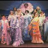 Male dancers in drag wearing hyper-ruffled costumes in a scene from the Broadway musical "La Cage Aux Folles." (New York)