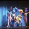 Male dancers in drag wearing bird-style costumes in a scene from the Broadway musical "La Cage Aux Folles." (New York)