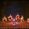 Male dancers in drag wearing Folies Bergere costumes in a scene from the Broadway musical "La Cage Aux Folles." (New York)