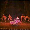 Male dancers in drag wearing Folies Bergere costumes in a scene from the Broadway musical "La Cage Aux Folles." (New York)