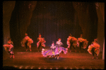 Male dancers in drag wearing Folies Bergere costumes in a scene from the Broadway musical "La Cage Aux Folles." (New York)