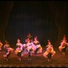 Male dancers in drag wearing Folies Bergere costumes in a scene from the Broadway musical "La Cage Aux Folles." (New York)
