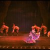 Male dancers in drag wearing Folies Bergere costumes in a scene from the Broadway musical "La Cage Aux Folles." (New York)