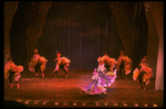 Male dancers in drag wearing Folies Bergere costumes in a scene from the Broadway musical "La Cage Aux Folles." (New York)