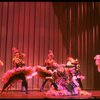 Male dancers in drag wearing Folies Bergere costumes in a scene from the Broadway musical "La Cage Aux Folles." (New York)