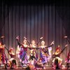 Male dancers in drag wearing Folies Bergere costumes in a scene from the Broadway musical "La Cage Aux Folles." (New York)