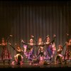 Male dancers in drag wearing Folies Bergere costumes in a scene from the Broadway musical "La Cage Aux Folles." (New York)