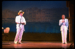 R-L) Gene Barry and George Hearn in a scene from the Broadway musical "La Cage Aux Folles." (New York)