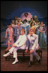 L-R) George Hearn and Gene Barry w. dancers in drag in a scene from the Broadway musical "La Cage Aux Folles." (New York)