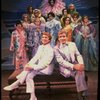 L-R) George Hearn and Gene Barry w. dancers in drag in a scene from the Broadway musical "La Cage Aux Folles." (New York)