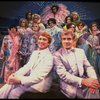 L-R) George Hearn and Gene Barry w. dancers in drag in a scene from the Broadway musical "La Cage Aux Folles." (New York)