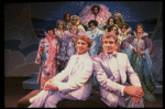 L-R) George Hearn and Gene Barry w. dancers in drag in a scene from the Broadway musical "La Cage Aux Folles." (New York)