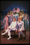 L-R) George Hearn and Gene Barry w. dancers in drag in a scene from the Broadway musical "La Cage Aux Folles." (New York)