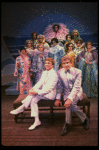 L-R) George Hearn and Gene Barry w. dancers in drag in a scene from the Broadway musical "La Cage Aux Folles." (New York)