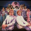 L-R) George Hearn and Gene Barry w. dancers in drag in a scene from the Broadway musical "La Cage Aux Folles." (New York)