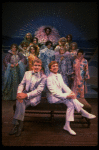 L-R) George Hearn and Gene Barry w. dancers in drag in a scene from the Broadway musical "La Cage Aux Folles." (New York)