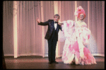 L-R) Gene Barry and George Hearn (in drag) in a scene from the Broadway musical "La Cage Aux Folles." (New York)