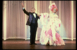 L-R) Gene Barry and George Hearn (in drag) in a scene from the Broadway musical "La Cage Aux Folles." (New York)