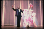 L-R) Gene Barry and George Hearn (in drag) in a scene from the Broadway musical "La Cage Aux Folles." (New York)