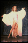 A dancers in drag in a scene from the Broadway musical "La Cage Aux Folles." (New York)