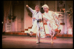 L-R) Gene Barry and George Hearn (in drag) in a scene from the Broadway musical "La Cage Aux Folles." (New York)