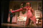 L-R) Gene Barry and William Thomas, Jr. (in drag) in a scene from the Broadway musical "La Cage Aux Folles." (New York)