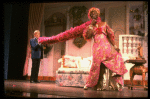 L-R) Gene Barry and William Thomas, Jr. (in drag) in a scene from the Broadway musical "La Cage Aux Folles." (New York)