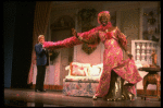 L-R) Gene Barry and William Thomas, Jr. (in drag) in a scene from the Broadway musical "La Cage Aux Folles." (New York)