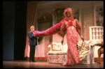 L-R) Gene Barry and William Thomas, Jr. (in drag) in a scene from the Broadway musical "La Cage Aux Folles." (New York)