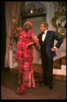 L-R) Gene Barry and William Thomas, Jr. (in drag) in a scene from the Broadway musical "La Cage Aux Folles." (New York)