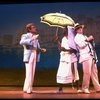 L-R) Gene Barry, William Thomas, Jr. (in drag) and George Hearn in a scene from the Broadway musical "La Cage Aux Folles." (New York)