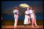 L-R) Gene Barry, William Thomas, Jr. (in drag) and George Hearn in a scene from the Broadway musical "La Cage Aux Folles." (New York)